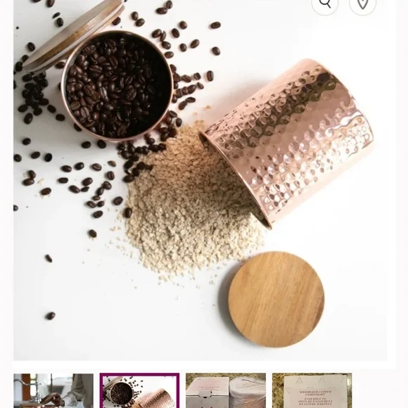 Uncommon James Copper and Wood Canister Set - Picture 2 of 6